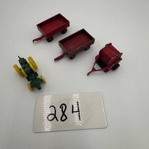 Vintage Diecast Farm Tractor Wagon Hay Baler Lot Small Scale 1960s Toy